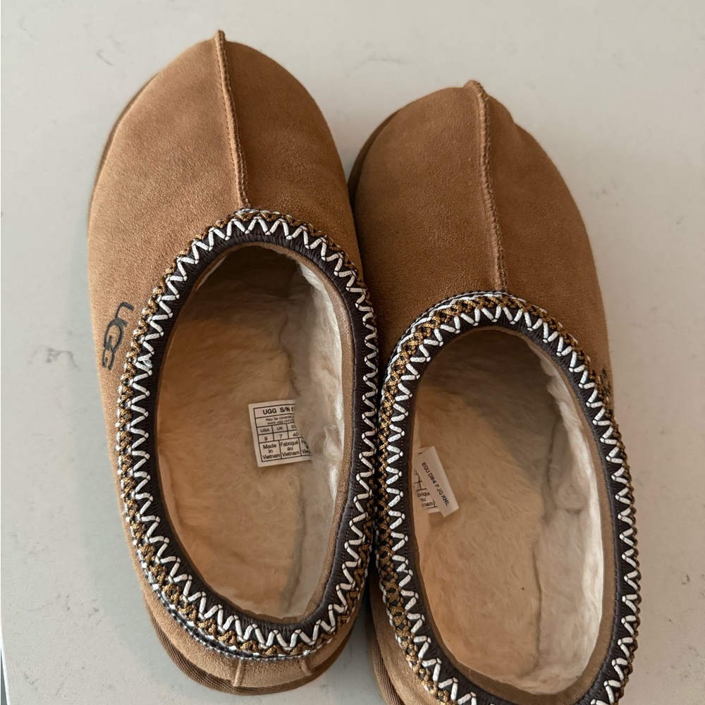 UGG Cream and Tan Slippers